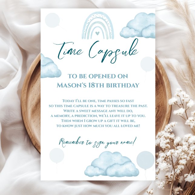 Póster Blue Cloud Boho Time Capsule First Birthday (Subido por el creador)