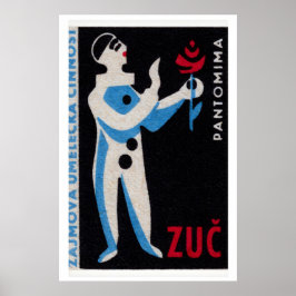 Póster Blue Clown Red Rose - Matchbox Print - Czech Wall