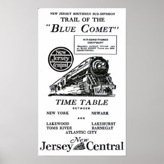 Póster Blue Comet Train - Poster de trenes de lujo