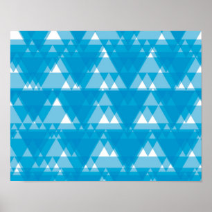 Póster Blue, cool, modern, trendy overlapped triangles