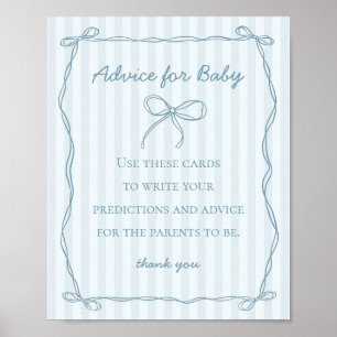 Póster Blue Coquette Bow Advance para Baby Shower Game
