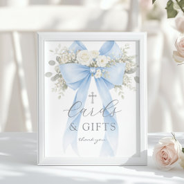 Póster Blue Coquette Bow Cards and gifts Baptism