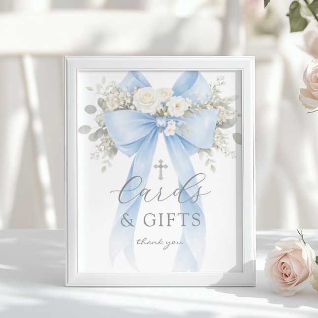 Póster Blue Coquette Bow Cards and gifts Baptism (Subido por el creador)