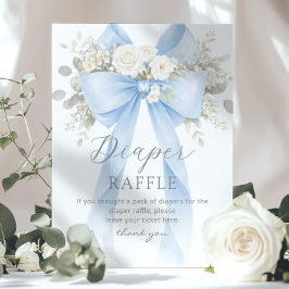 Póster Blue Coquette Bow Diaper raffle Baby shower