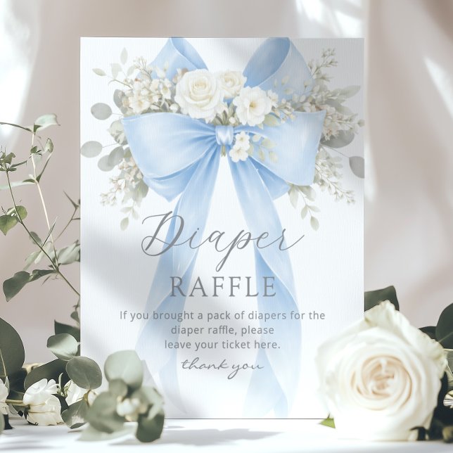 Póster Blue Coquette Bow Diaper raffle Baby shower (Subido por el creador)