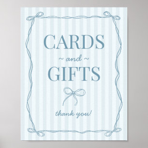 Póster Blue Coquette Bow Pastel Cards and Gifts Rótulo