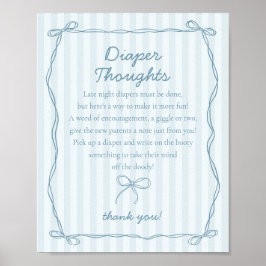 Póster Blue Coquette Bow Pastel Diaper Thoughts Ducha
