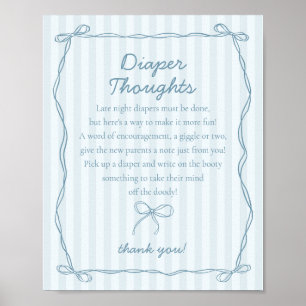 Póster Blue Coquette Bow Pastel Diaper Thoughts Ducha