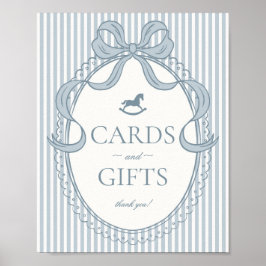 Póster Blue Coquette Bow Rocking Horse Cards & Gifts