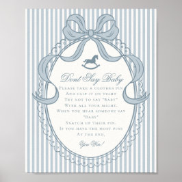 Póster Blue Coquette Bow Rocking Horse Dont Say Baby