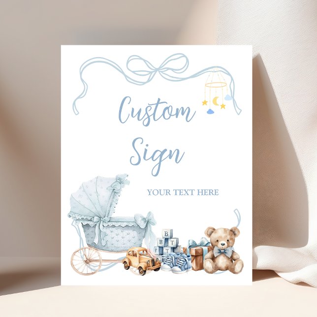 Póster Blue Coquette Carriage Baby Shower Custom Sign (Subido por el creador)