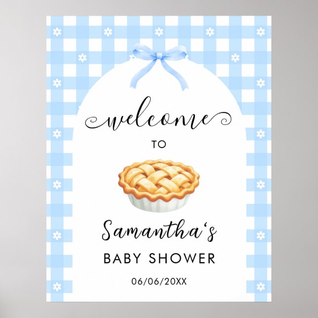 Póster Blue Coquette Pie Baby Shower Welcome (Frente)