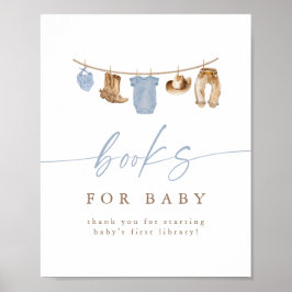 Póster Blue Cowboy Clothesline Books for Baby