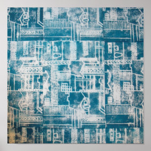 Póster Blue Derby pattern