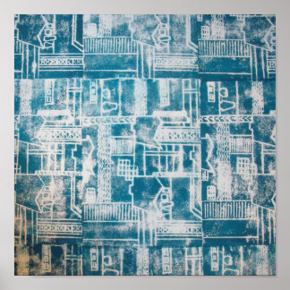 Póster Blue Derby pattern