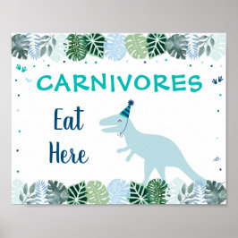 Póster Blue Dinosaur Safari Carnivores Rótulo de comida d