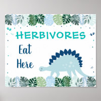 Blue Dinosaur Safari Herbivores Rótulo de Comida d