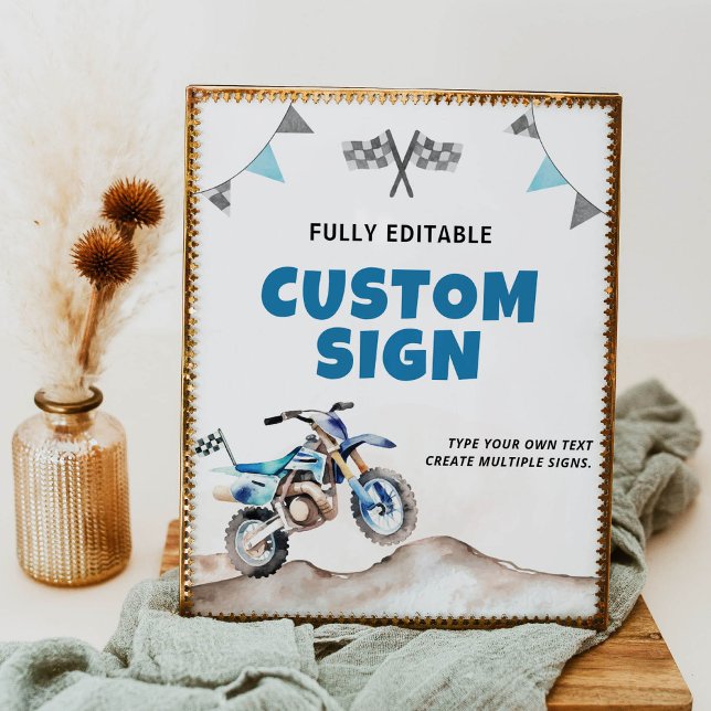 Póster Blue Dirt Bike Boy Birthday Party Table Sign (Subido por el creador)