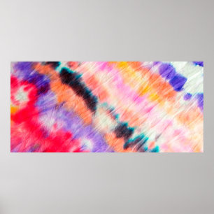 Póster Blue Dirty Art Painting. Tie Dye Texture. Purple B