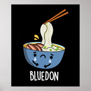 Póster Blue-don Funny Udon Pun Dark BG