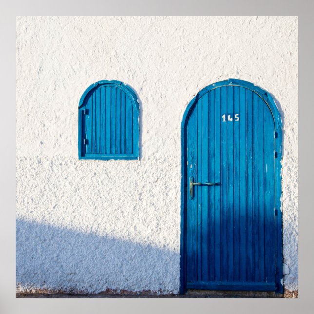 PÓSTER "BLUE DOOR, MOROCCO", TRAVEL PHOTOGRAPHY POSTER (Frente)