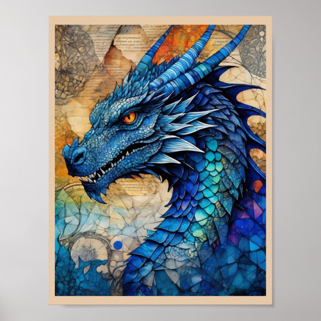 Póster Blue Dragon Ready to Frame Art Print (Frente)