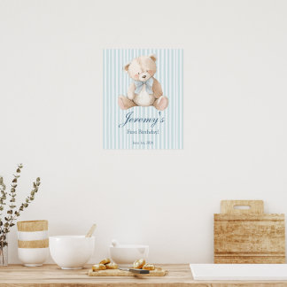 Póster Blue Elegant Teddy Bear Sticker