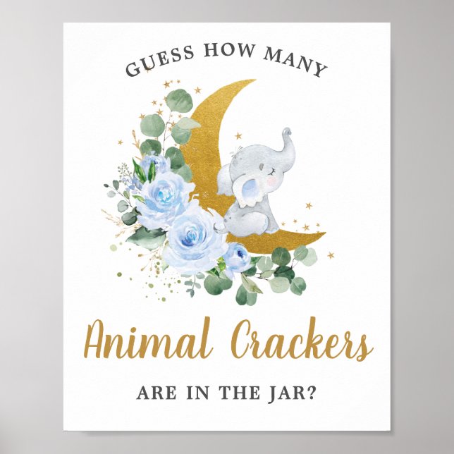 Póster Blue Elephant Moon Adivinan Cuántas Crackers Anima (Frente)