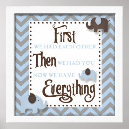 Póster Blue Elephant Nursery Word Wall Art