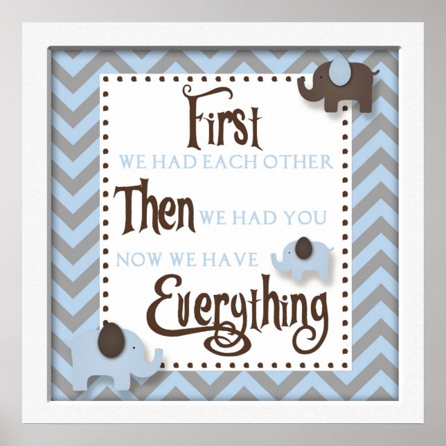 Póster Blue Elephant Nursery Word Wall Art (Frente)