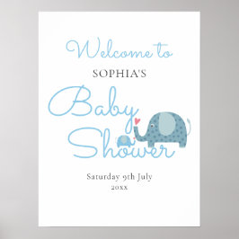 Póster Blue Elephants Baby Boy Shower / Sprinkle Welcome