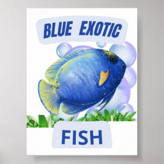 Póster Blue Exotic Fish – Hypnotic Ocean Glow Wall Art