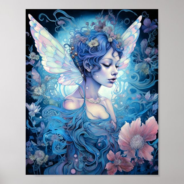 Póster Blue Fairy Fantasy Art (Frente)