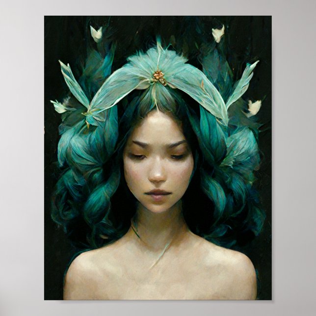 Póster Blue Fairy Hair Fantasy Art Poster (Frente)