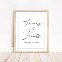 Póster Blue Favors and Trates Rótulo de mesa Baby Shower