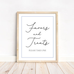 Póster Blue Favors and Trates Rótulo de mesa Baby Shower