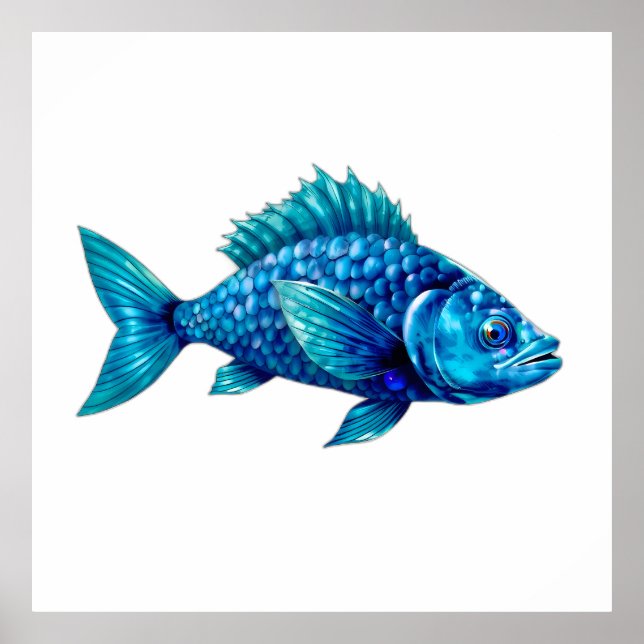 Póster Blue Fish with Spiky Fins and Scales (Frente)