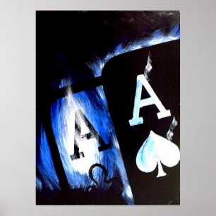 Póster Blue Flame Pocket Aces Poker poster por Teo Alfons