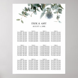 Póster Blue Floral Botanical Wedding Seating Chart