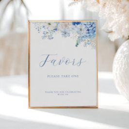 Póster Blue Floral Bridal Shower Favor