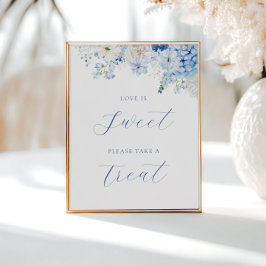 Póster Blue Floral Bridal Shower Love is Sweet