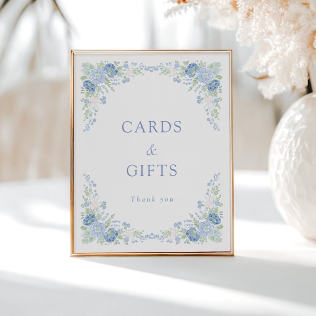 Póster Blue Floral Bridal Tea Party Welcome (Subido por el creador)