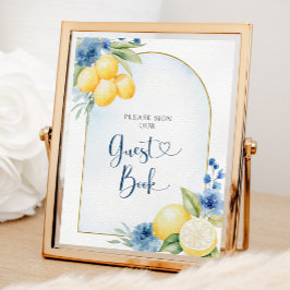Póster Blue Floral Lemon Main Squeeze Guest Book