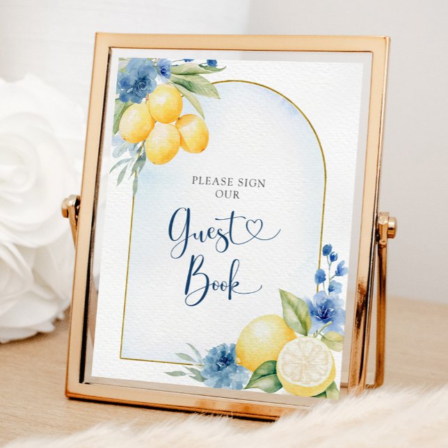 Póster Blue Floral Lemon Main Squeeze Guest Book (Subido por el creador)