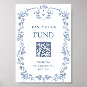 Póster Blue Flower Ornate Victorian Grace Honeymoon Fund
