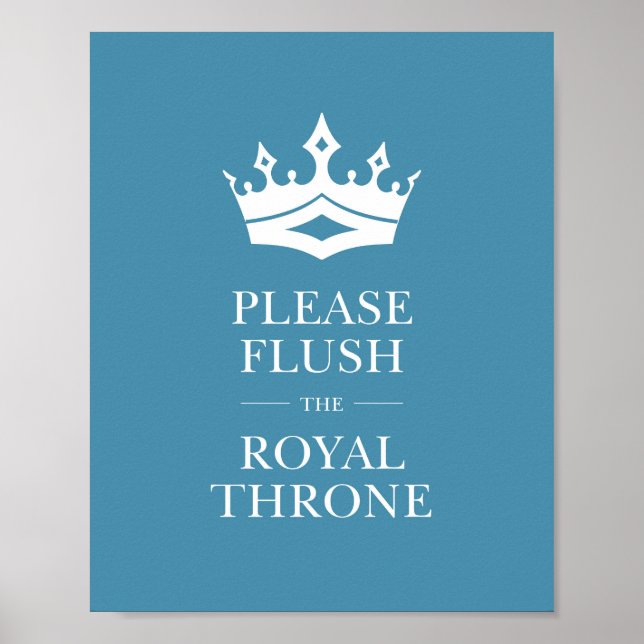 Póster Blue Flush El Royal Throne Funny Baño Rótulo (Frente)