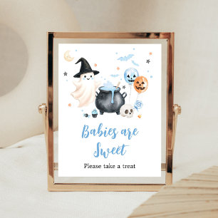 Póster Blue Ghost Little Boo Bebés son Dulces Letrero