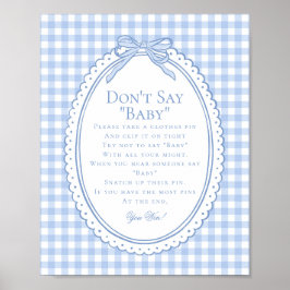 Póster Blue Gingham Coquette Bow Dont Say Baby Game