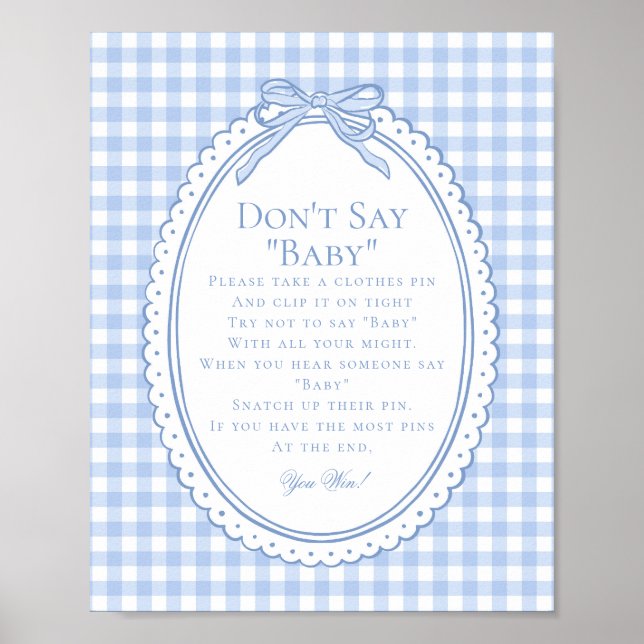 Póster Blue Gingham Coquette Bow Dont Say Baby Game (Frente)