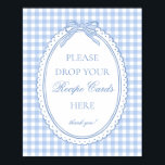 Póster Blue Gingham Coquette Bow Share a Recipe<br><div class="desc">A charming blend of classic and coquette, this pastel gingham party collection brings a soft, preppy touch to your celebration. Featuring delicate gingham patterns paired with sweet bow accents, each piece is designed to create a light, feminine, and effortlessly polished party aesthetic. Perfect for showers, birthdays, and garden-inspired gatherings, this...</div>